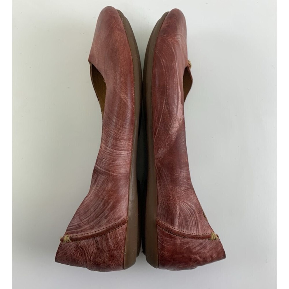 Olukai Pueo Ballent Flat Brushed Red Leather Slip On Round Toe Comfort Womens 9 - Picture 11 of 12